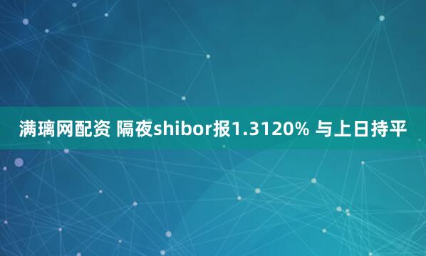 满璃网配资 隔夜shibor报1.3120% 与上日持平